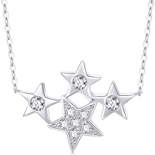 14K White Gold Cubic Zirconia Star Pendant Necklace