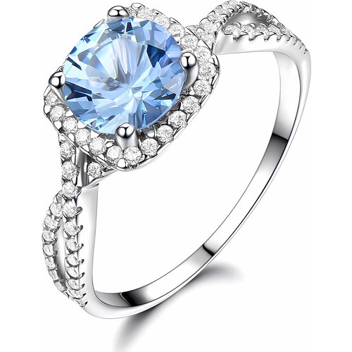 14K White Gold Topaz Personalized Engraving & Square Ring