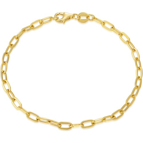 14K Yellow Gold Durable Strong Paperclip Chain Bracelet