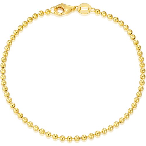 14K Yellow Gold 2 MM Durable Strong Bead Chain Bracelet