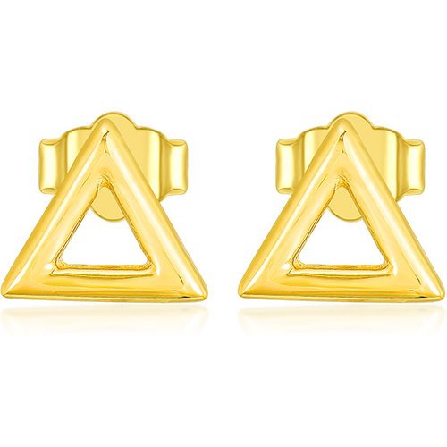 14K Yellow Gold Triangle Stud Earrings