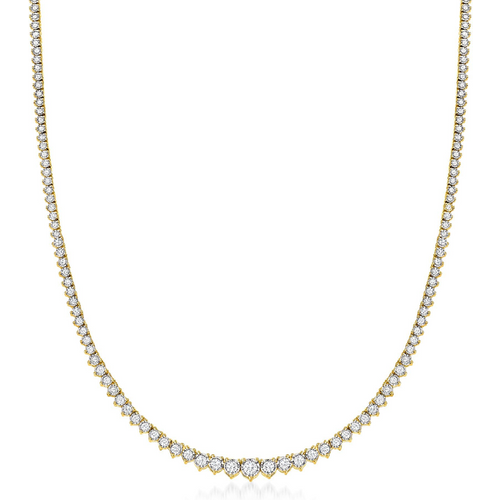 18K Gold 3.00CT Diamond Round Tennis Chain Necklace