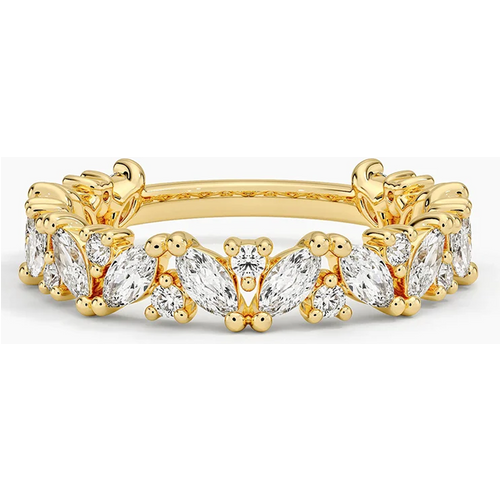 18K Gold 1 CT.T.W. Round & Marquise Lab Created Diamond Custom Wedding Ring D Color VVS1 Clarity 3EX