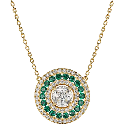 10K Gold 0.45 CT.T.W. Diamond & 0.3 CT.T.W. Emerald Pendant Necklace