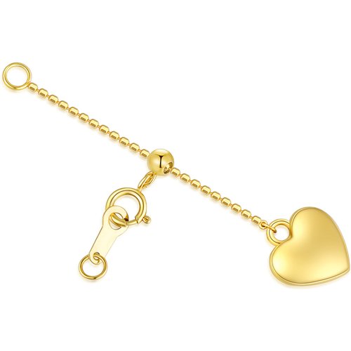 18K Gold 2Inch Heart Bead Station Chain Extender Chain