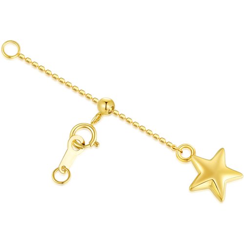 18K Gold 1Inch Star Bead Station Chain Extender Chain