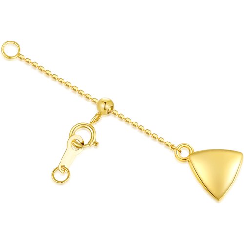 18K Gold 3Inch Triangle Bead Station Chain Extender Chain