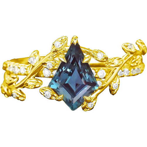 10K Gold Alexandrite With Moissanite Ring