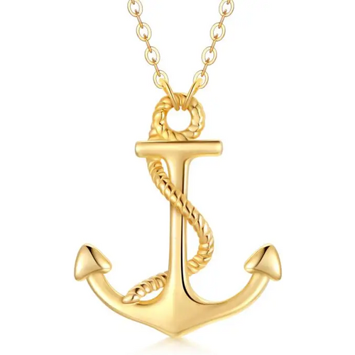 14K Gold Anchor Pendant Necklace