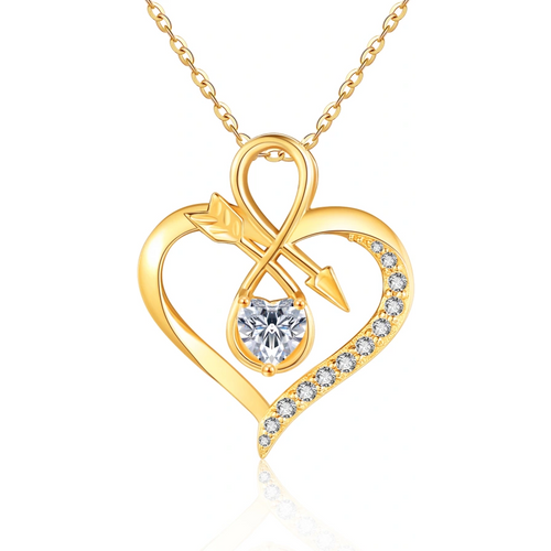 Gold Vermeil Cubic Zirconia Arrow Heart Infinity Symbol Necklace for Women