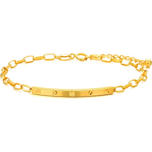 18K Gold Bar Charm Bracelet