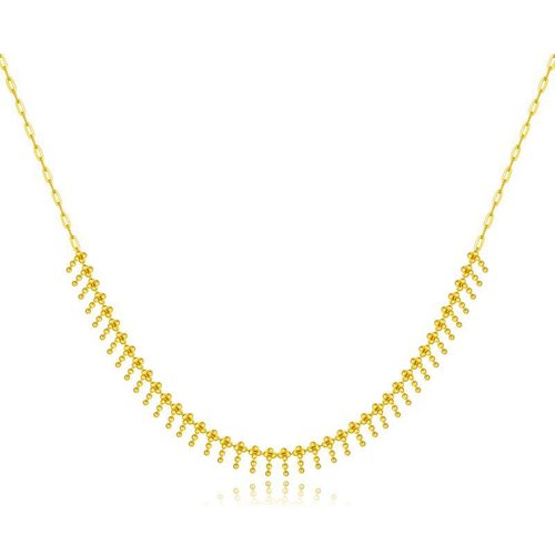 18K Gold Bead Metal Choker Necklace