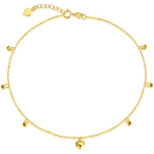 18K Gold Bead Single Layer Anklet