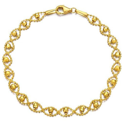18K Gold Bead Station Chain Bracelet