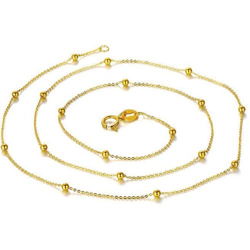 18K Gold Bead Station chain Necklace