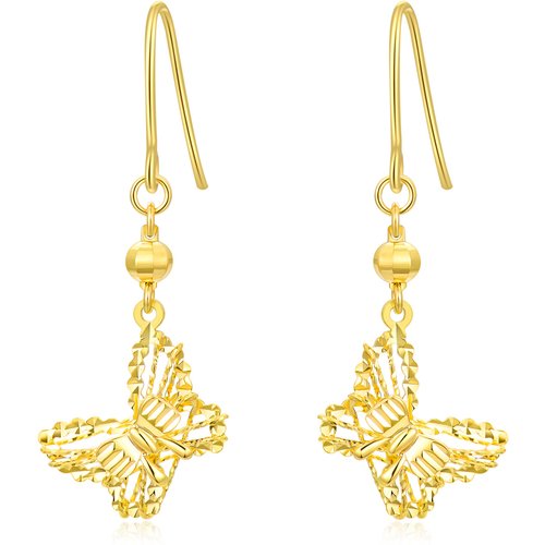 18K Gold Butterfly Drop Earrings
