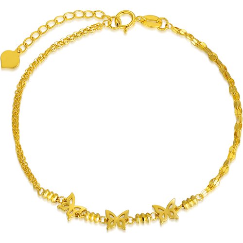 18K Gold Butterfly Layerered Bracelet for Women