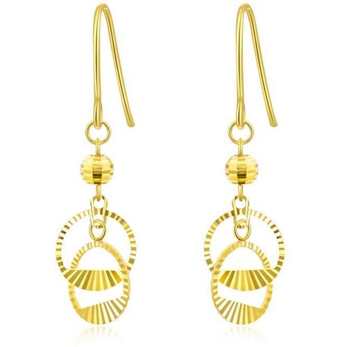18K Gold Circle Drop Earrings