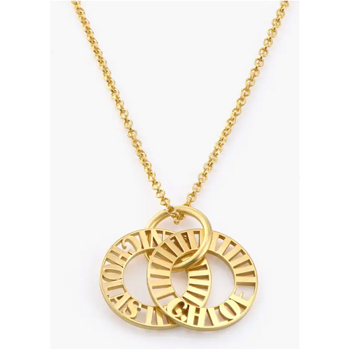 Gold Vermeil Circle Engraved Necklace for Women Men