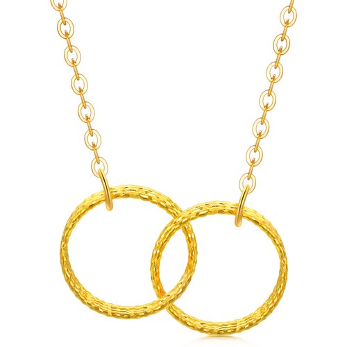 18K Gold Circle Circle Pendant Necklace For Women