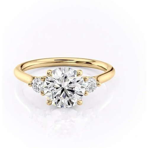 Sterling Silver with Gold Plated Round Moissanite Ring