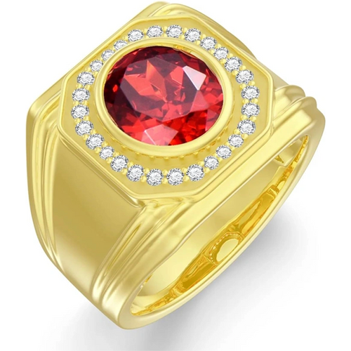 Gold Vermeil Round Personalized Birthstone Ring for Men