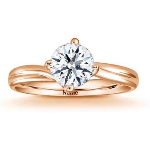 18K Gold Round Shaped Moissanite Personalized Classic Name Engagement Ring