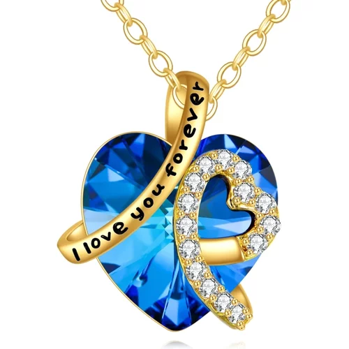 10K Gold Crystal Heart Pendant Necklace