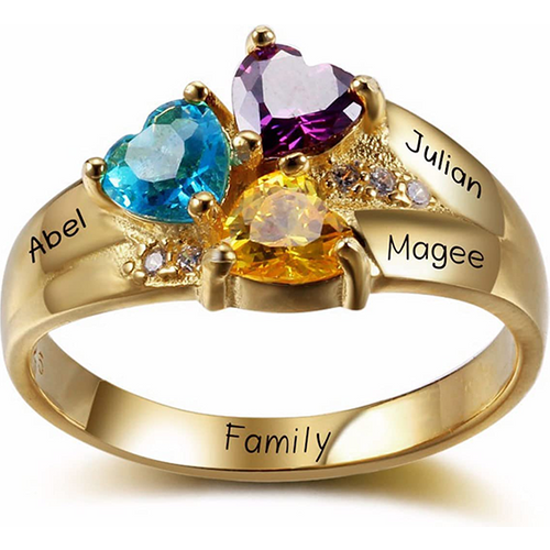 10K Gold Crystal Personalized Classic Name Ring