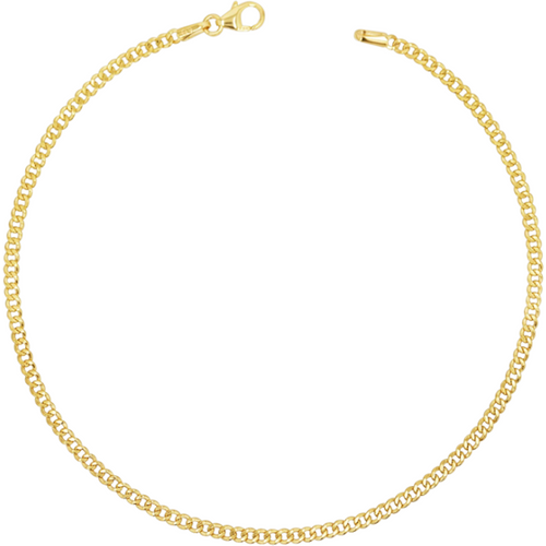 Sterling Silver with Yellow Gold Plated Cuban Curb Link Chain Anklet 2.8mm