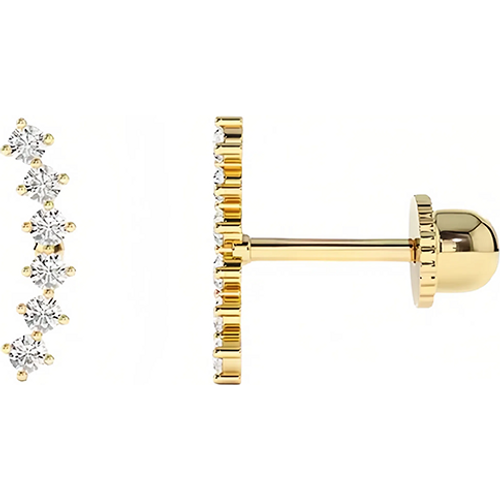 10K Gold Curved Diamond Cluster Helix Piercing
