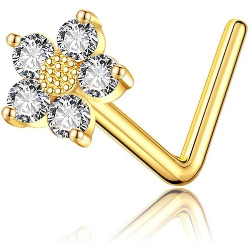 14K Gold Cubic Zirconia Daisy Nose Ring