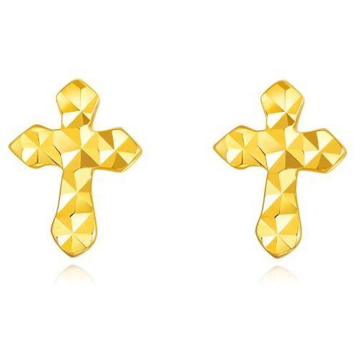 18K Yellow Gold Plated Cross Stud Earrings
