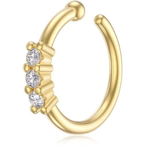 14K Gold Diamond Round Nose Ring