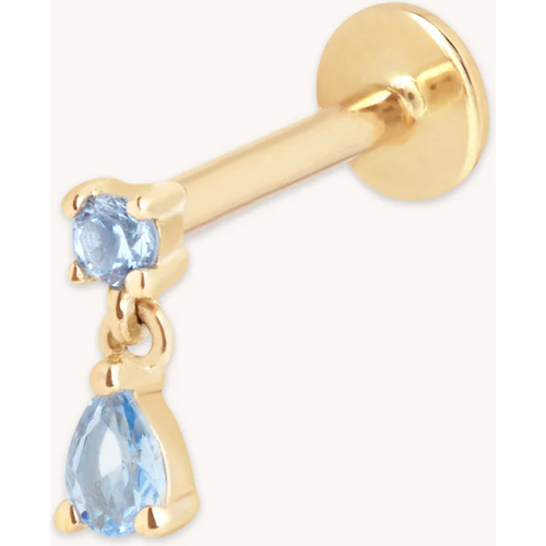Sterling Silver with Yellow Gold Plated Cubic Zirconia Drop Shape Helix Piercing