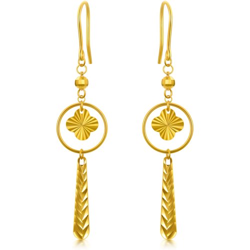 18K Gold Droping Flower Earrings