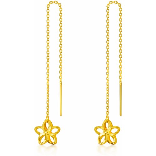 18K Gold Pentagram Drop Earrings