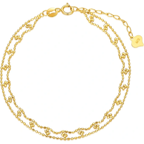 18K Gold Flowers Layerered Bracelet