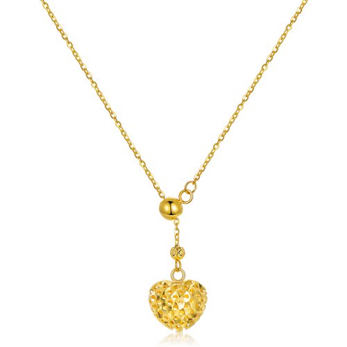 18K Gold Heart Adjustable Y Necklace