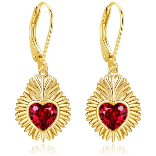 Gold Vermeil Cubic Zirconia Heart Drop Earrings for Women