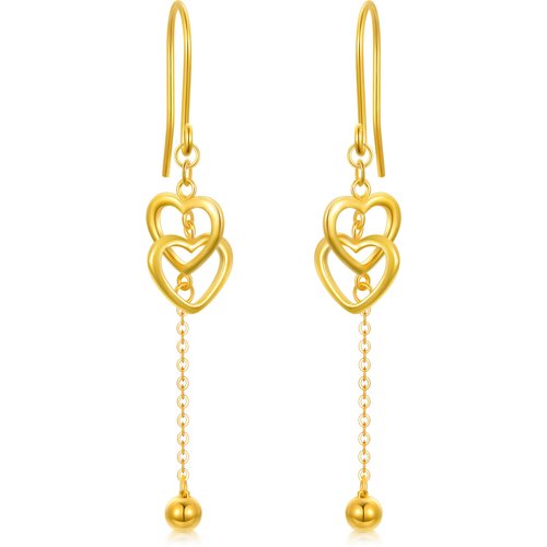 18K Gold Heart Drop Earrings For Women Best Friends