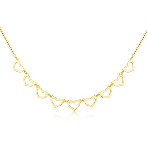 Sterling Silver with Yellow Gold Plated Heart With Heart Metal Choker Necklace