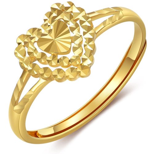 18K Gold Heart Open Ring