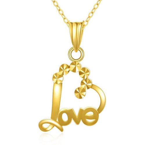 18K Gold Heart Pendant Necklace