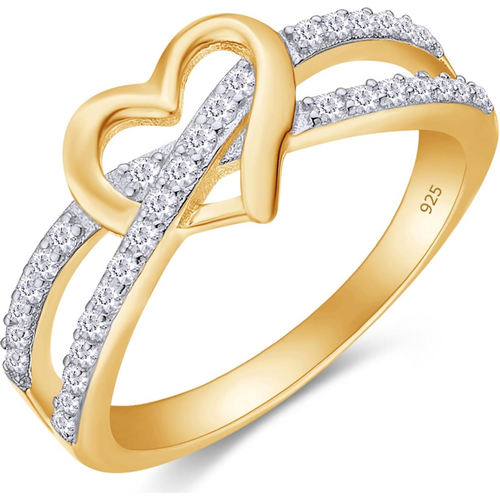 Gold Vermeil Cubic Zirconia Heart Ring for Women
