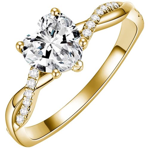 18K Gold Heart Shaped Moissanite Personalized Engraving & Infinity Symbol Engagement Ring