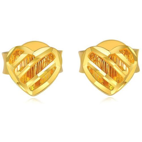 18K Gold Heart Stud Earrings