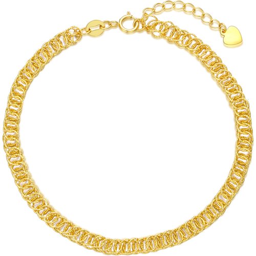 18K Gold Interlocking - Ring Chain Bracelet