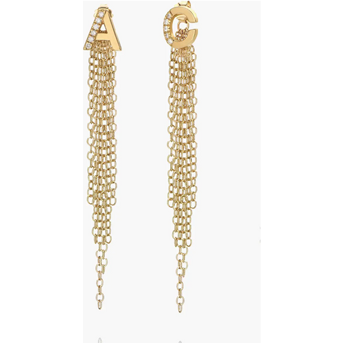 Gold Vermeil Lab Created Diamond Personalized Initial Drop Earrings for Women