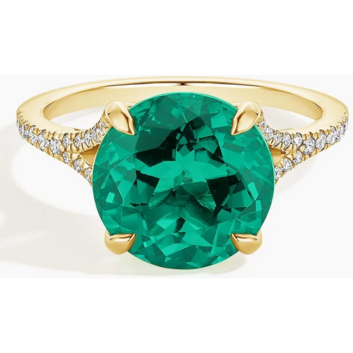 18K Gold 2.5 to 7.5 CT.T.W. Round Emerald Custom Engagement Ring